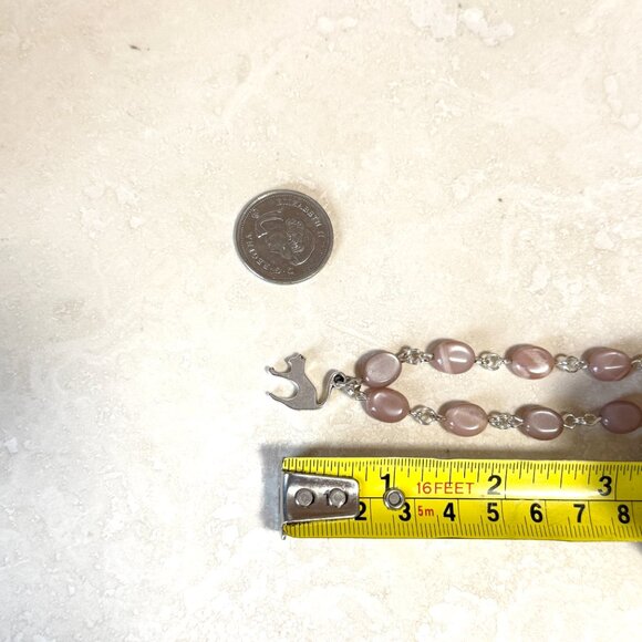 Peach Moonstone Adjustable Choker, Cute Slim Cat Pendant + Genuine Gemstone - Picture 13 of 15